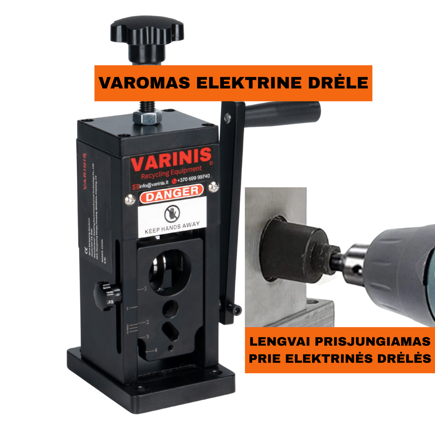 Rankinis kabelių nužievinimo aparatas – efektyvus įrankis laidų ir kabelių izoliacijai pašalinti. Laidų nuožievinimo mašina su tvirta konstrukcija, tinkama įvairaus storio kabeliams. Patogi ir lengvai naudojama kabelių nuožievinimo mašina, skirta greitam ir saugiam vario bei aliuminio atskyrimui nuo PVC dangos.