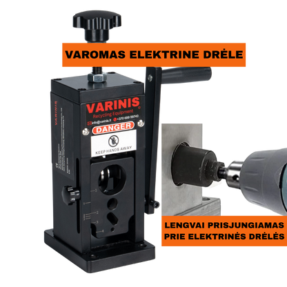 Rankinis kabelių nužievinimo aparatas – efektyvus įrankis laidų ir kabelių izoliacijai pašalinti. Laidų nuožievinimo mašina su tvirta konstrukcija, tinkama įvairaus storio kabeliams. Patogi ir lengvai naudojama kabelių nuožievinimo mašina, skirta greitam ir saugiam vario bei aliuminio atskyrimui nuo PVC dangos.