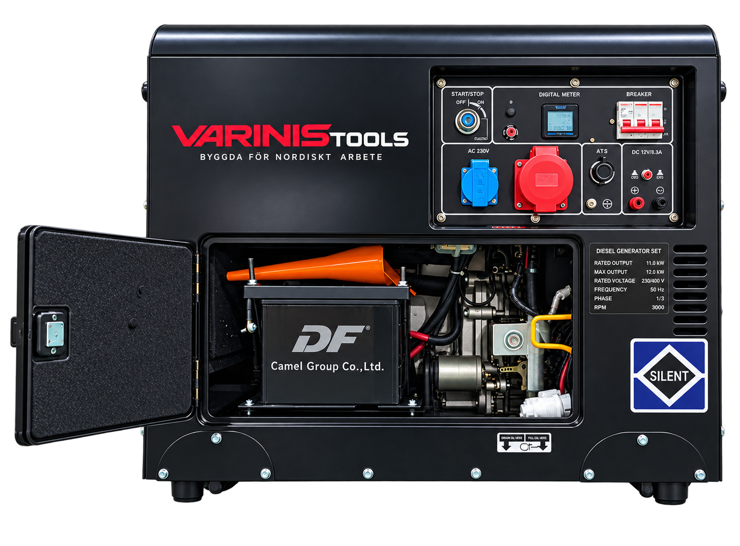 VARINIS TOOLS 11 kW dyzelinis generatorius 230 V / 400 V su AVR ir nuotoliniu valdymu