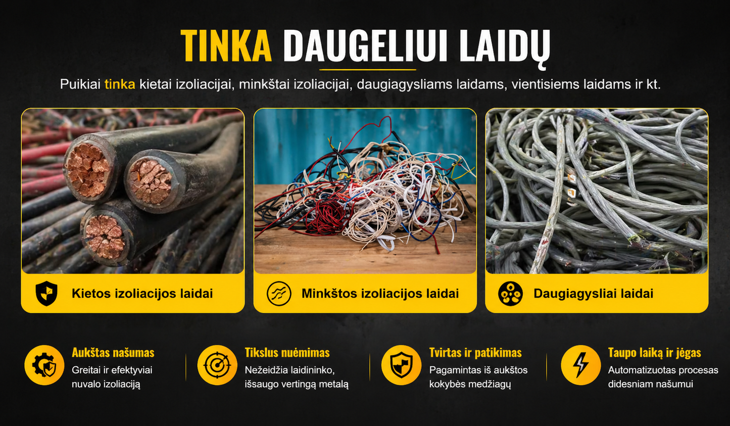 Kabelių nužievinimo mašina tinkama kietos ir minkštos izoliacijos bei daugiagysliams laidams GR-M2